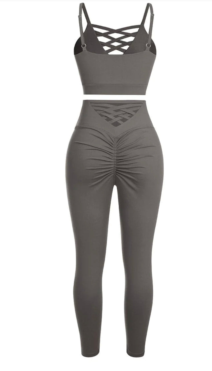 Adjustable Straps High Waist Athletic Suit