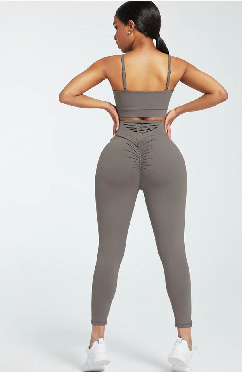 Adjustable Straps High Waist Athletic Suit