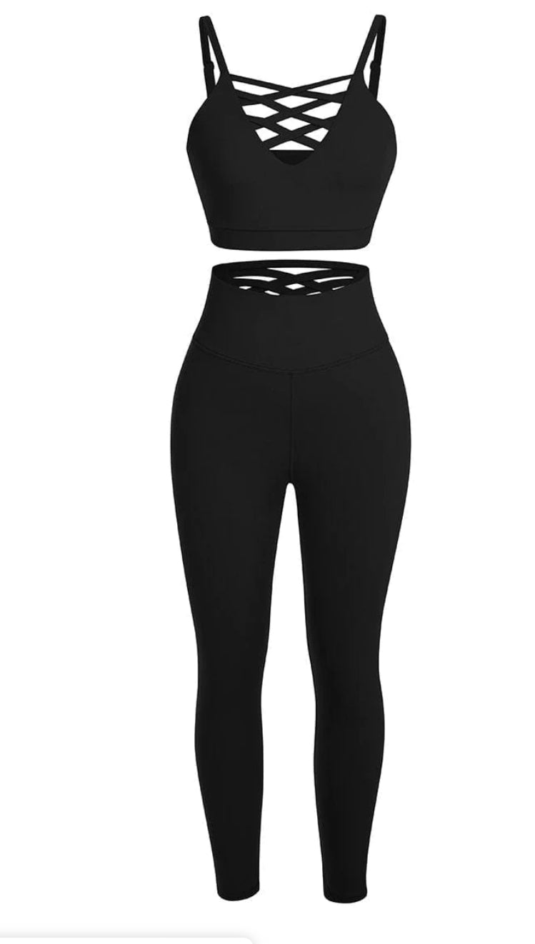 Adjustable Straps High Waist Athletic Suit